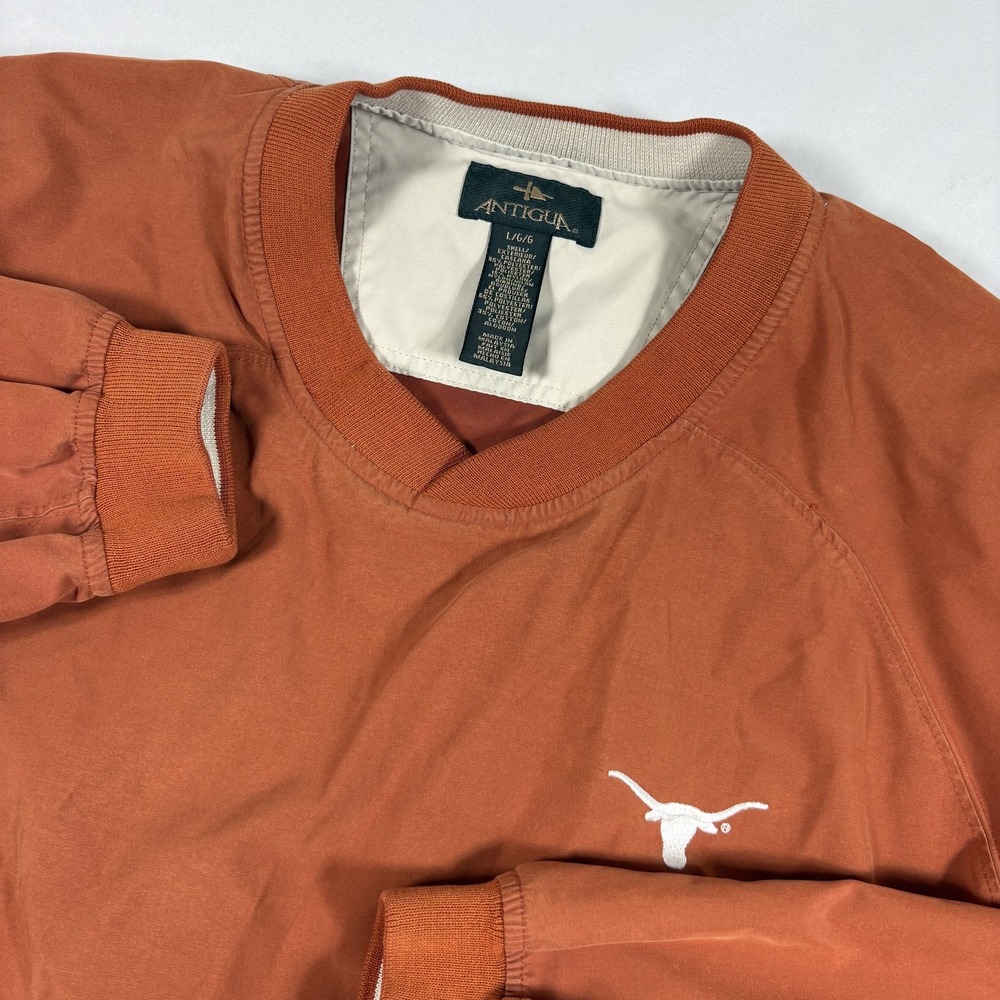 Antigua Texas Longhorns Pullover Men Size L Burnt Orange V-Neck Embroidered Logo